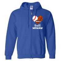 Ball Memaw Heart Funny Baseball Basketball Football Memaw Gift Full Zip Hoodie