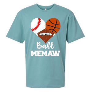 Ball Memaw Heart Funny Baseball Basketball Football Memaw Gift Sueded Cloud Jersey T-Shirt