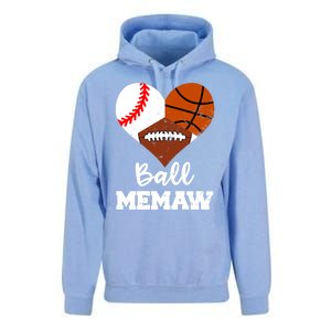 Ball Memaw Heart Funny Baseball Basketball Football Memaw Gift Unisex Surf Hoodie