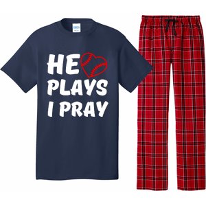 Baseball Mom He Plays I Pray Pajama Set