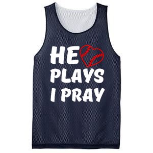 Baseball Mom He Plays I Pray Mesh Reversible Basketball Jersey Tank