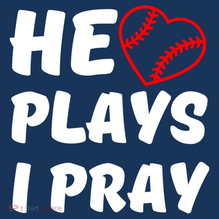 Baseball Mom He Plays I Pray Premium T-Shirt