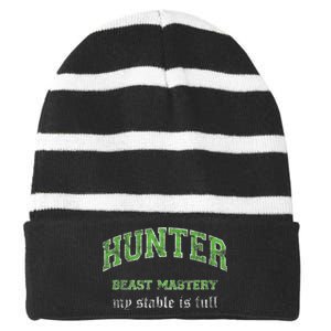 Beast Mastery Hunter MMO Gamer Striped Beanie with Solid Band