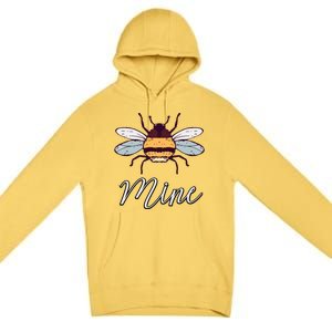 Bee Mine Honeybee Bumblebee Cute Retro Valentine's Day Gift Premium Pullover Hoodie