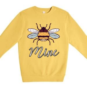 Bee Mine Honeybee Bumblebee Cute Retro Valentine's Day Gift Premium Crewneck Sweatshirt