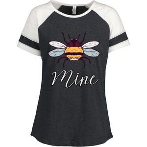 Bee Mine Honeybee Bumblebee Cute Retro Valentine's Day Gift Enza Ladies Jersey Colorblock Tee