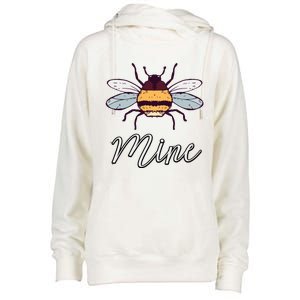 Bee Mine Honeybee Bumblebee Cute Retro Valentine's Day Gift Womens Funnel Neck Pullover Hood