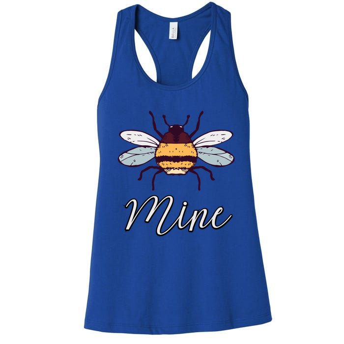 Bee Mine Honeybee Bumblebee Cute Retro Valentine's Day Gift Women's Racerback Tank