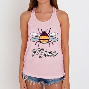 Bee Mine Honeybee Bumblebee Cute Retro Valentine's Day Gift Women's Knotted Racerback Tank