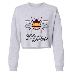 Bee Mine Honeybee Bumblebee Cute Retro Valentine's Day Gift Cropped Pullover Crew