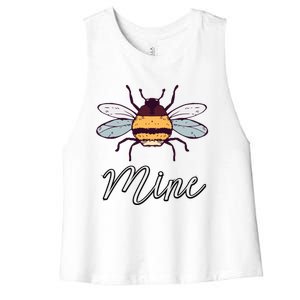 Bee Mine Honeybee Bumblebee Cute Retro Valentine's Day Gift Women's Racerback Cropped Tank