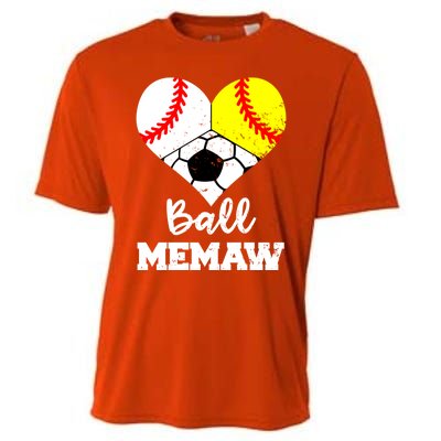 Ball Memaw Heart Funny Baseball Softball Soccer Memaw Great Gift Cooling Performance Crew T-Shirt