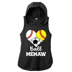 Ball Memaw Heart Funny Baseball Softball Soccer Memaw Great Gift Ladies PosiCharge Tri-Blend Wicking Draft Hoodie Tank