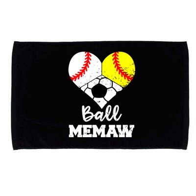 Ball Memaw Heart Funny Baseball Softball Soccer Memaw Great Gift Microfiber Hand Towel