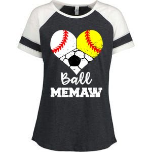 Ball Memaw Heart Funny Baseball Softball Soccer Memaw Great Gift Enza Ladies Jersey Colorblock Tee