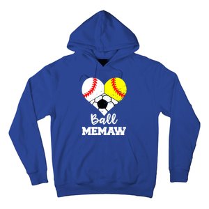 Ball Memaw Heart Funny Baseball Softball Soccer Memaw Great Gift Hoodie