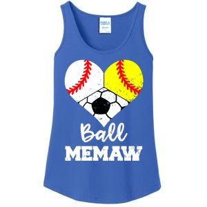 Ball Memaw Heart Funny Baseball Softball Soccer Memaw Great Gift Ladies Essential Tank