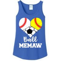 Ball Memaw Heart Funny Baseball Softball Soccer Memaw Great Gift Ladies Essential Tank