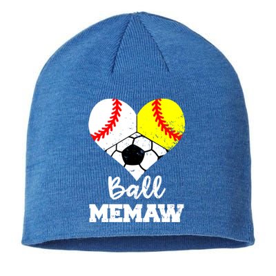 Ball Memaw Heart Funny Baseball Softball Soccer Memaw Great Gift Sustainable Beanie