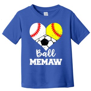 Ball Memaw Heart Funny Baseball Softball Soccer Memaw Great Gift Toddler T-Shirt