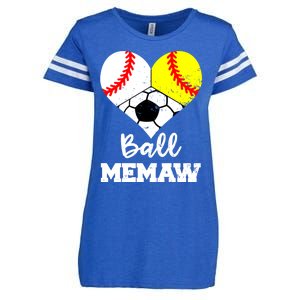 Ball Memaw Heart Funny Baseball Softball Soccer Memaw Great Gift Enza Ladies Jersey Football T-Shirt