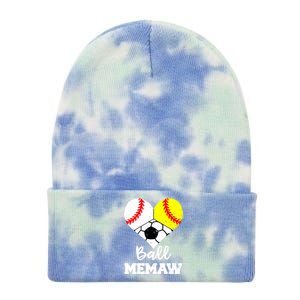 Ball Memaw Heart Funny Baseball Softball Soccer Memaw Great Gift Tie Dye 12in Knit Beanie