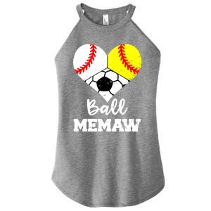 Ball Memaw Heart Funny Baseball Softball Soccer Memaw Great Gift Women's Perfect Tri Rocker Tank