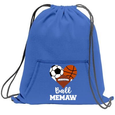 Ball Memaw Heart Funny Soccer Basketball Football Memaw Gift Sweatshirt Cinch Pack Bag