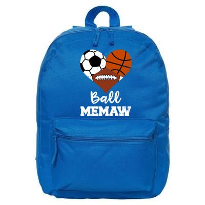 Ball Memaw Heart Funny Soccer Basketball Football Memaw Gift 16 in Basic Backpack