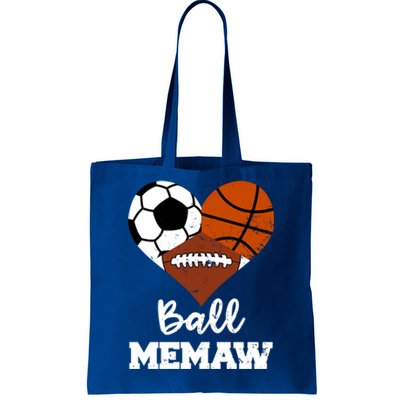 Ball Memaw Heart Funny Soccer Basketball Football Memaw Gift Tote Bag