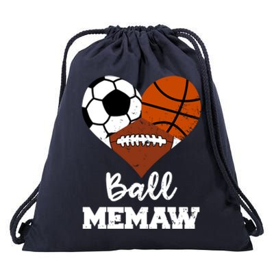 Ball Memaw Heart Funny Soccer Basketball Football Memaw Gift Drawstring Bag