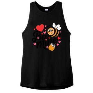 Bee Mine Heart Honey Valentine Ladies PosiCharge Tri-Blend Wicking Tank