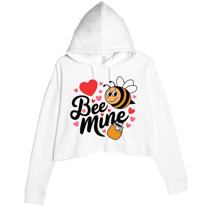 Bee Mine Heart Honey Valentine Crop Fleece Hoodie