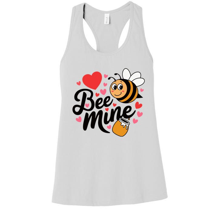 Bee Mine Heart Honey Valentine Women's Racerback Tank