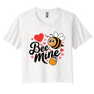 Bee Mine Heart Honey Valentine Women's Crop Top Tee