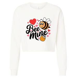 Bee Mine Heart Honey Valentine Cropped Pullover Crew