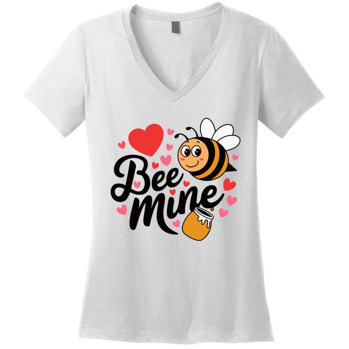 Bee Mine Heart Honey Valentine Women's V-Neck T-Shirt