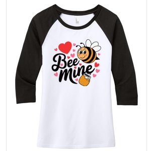 Bee Mine Heart Honey Valentine Women's Tri-Blend 3/4-Sleeve Raglan Shirt