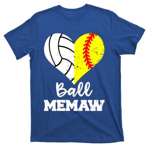 Ball Memaw Heart Funny Soccer Softball Memaw Gift T-Shirt