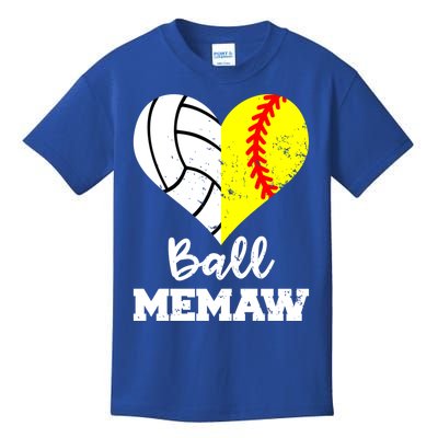 Ball Memaw Heart Funny Soccer Softball Memaw Gift Kids T-Shirt