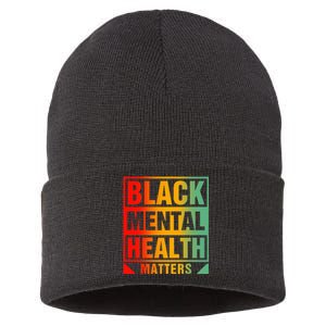 Black Mental Health Matters Human Brain Counselor Therapist Sustainable Knit Beanie