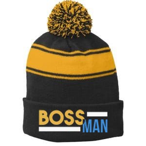 Boss Man Hoodie | Funny Stripe Pom Pom Beanie