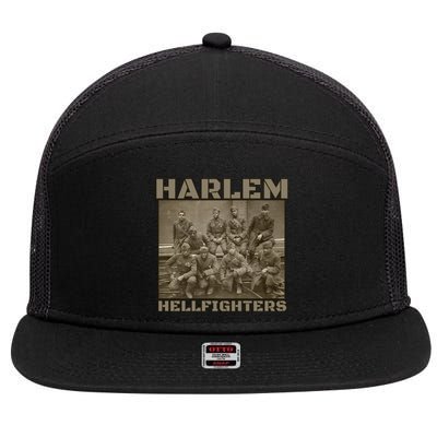 Black Military History Usa Black History Harlem Hellfighters Gift 7 Panel Mesh Trucker Snapback Hat