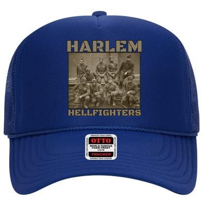 Black Military History Usa Black History Harlem Hellfighters Gift High Crown Mesh Back Trucker Hat