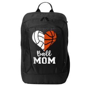 Ball Mom Heart Funny Volleyball Basketball Mom City Backpack