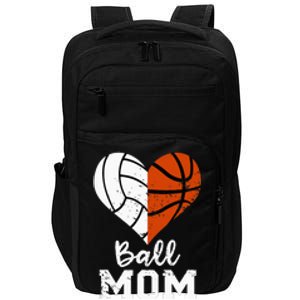 Ball Mom Heart Funny Volleyball Basketball Mom Impact Tech Backpack