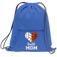 Ball Mom Heart Funny Volleyball Basketball Mom Sweatshirt Cinch Pack Bag