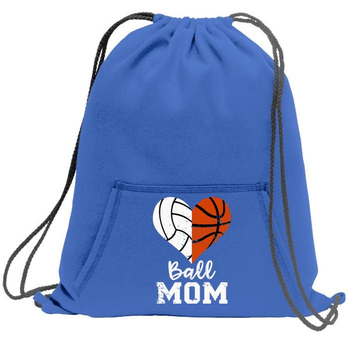 Ball Mom Heart Funny Volleyball Basketball Mom Sweatshirt Cinch Pack Bag