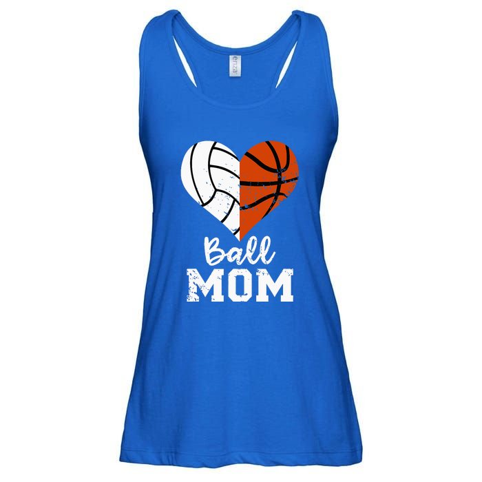 Ball Mom Heart Funny Volleyball Basketball Mom Ladies Essential Flowy Tank