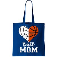 Ball Mom Heart Funny Volleyball Basketball Mom Tote Bag